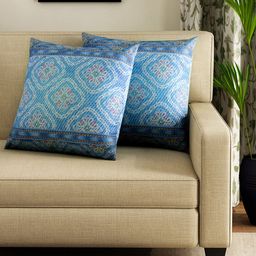 Swayam Blue Set of 2 16" x 16" Square Cushion Covers-20
