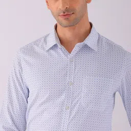 Luxe by TIGC Men Spread Collar Micro Ditsy Printed Slim Fit Formal Shirt-image-69