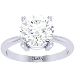 Clara White Sterling Silver Round CZ Solitaire Ring-44