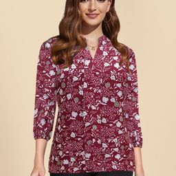 TOOCHKI Floral Print Mandarin Collar Top-image-18