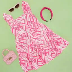 Pantaloons Junior Girls Printed Tiered Fit & Flare Dress-12