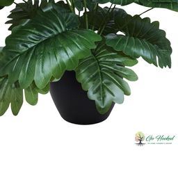 Go Hooked Pack of 2 Artificial Monstera Deliciosa Plant Pot & 18 Green Patterned Leaves image 2