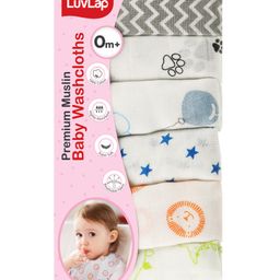 LuvLap 100% Premium Muslin Reusable Washcloth Star and Baloons Print Pack of 6 - Multicolour-image-28