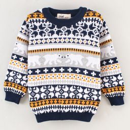 Simply Cotton Full Sleeves Knitted Sweater - Blue-image-63