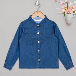Budding Bees Full Sleeves Washed Denim Jacket - Blue-picture-15
