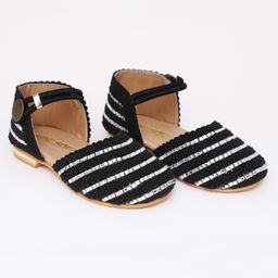 Mine Sole Lace & Stone Detailed Sandals - Black-image-10