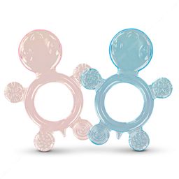 Baybee Natural Water Filled Silicone Teether For Babies To Soothe Their Gums Bpa Free Non Toxic Baby Teether Pack Of 2 - Blue & Pink-1