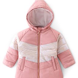 Babyhug Full Sleeves Hooded Jacket With Solid Colour - Pink & White-image-88