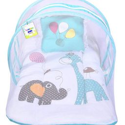 Babytoons Baby Bed New Born Mattress with Mosquito Net & Pillow (0-6 Months) Blue-image-95