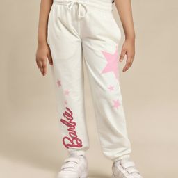 Kidsville Mettel Featuring Barbie Text Printed Joggers - Off White-picture-33