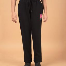 CRIMSOUNE CLUB Cotton Floral Printed Track Pants - Black-image-98