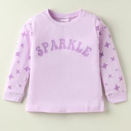 Tango Single Jersey Knit Full Sleeves T-Shirt with Star & Sparkle Print - Mauve-image-63