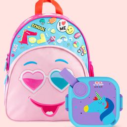 Rabitat Pack & Snack Combo - Rabitat School Bag Diva Pink - 12.5 Inches + Lunchmate Mini love you to the moon-image-51