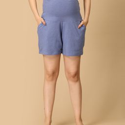 The Mom Store Cotton Lycra Knit Solid Maternity Shorts - Violet-picture-17