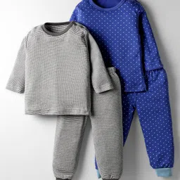 Kidi Wav Pack Of 2 Full Sleeves Striped & Polka Dots Printed Tees With Coordinating Joggers Set - Multi Colour-picture-2