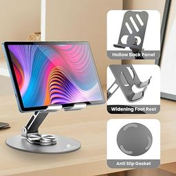 classic-hub Mobile Stand & Tablet Stand, Foldable & 360 Rotatable Mobile Stand for Table, Multiple Height & Angle Adjustments, Stable Metalic Round Base Weight of Any Phone or Tablet image 3