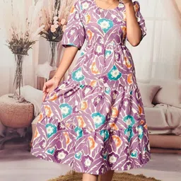 VenderVilla Floral Printed Gathered or Pleated Fit & Flare Midi Dress-picture-19