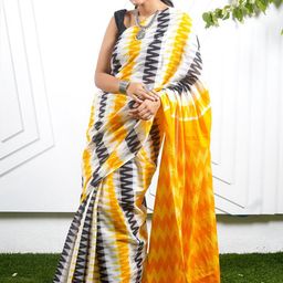 Pinkcity Trade World Women Pure Cotton Block Print Saree-image-79