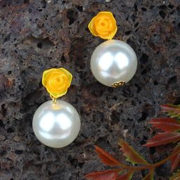 StyleCast Gold-Plated Artificial Beaded Circular Shaped Drop Earrings-image-80