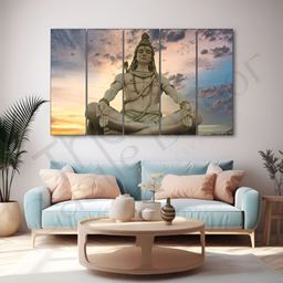 The Castle Decor Beige & Blue 5 Pieces Religious Wood Wall Art-image-71