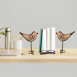 JASMEY HOMES 2-Pcs Brown & White Printed Sparrow Bird Showpieces-17