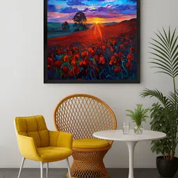999Store Blue & Red Floral Printed Canvas Wall Art-image-41