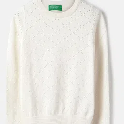 United Colors of Benetton Girls Pointelle Knit Structure Pure Cotton Sweatshirt-picture-16