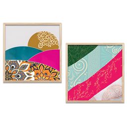 Kotart Green & Pink 2 Pieces Abstract Wooden Wall Arts-picture-29