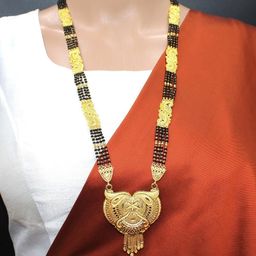 SONI JEWELLERY Gold-Plated Artificial Stones and Beads Mangalsutra-image-70