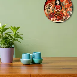 THE QUIRKY HOME Red & Beige Printed Ceramic Wall Plate-image-62
