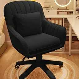 Oakcraft Black Striped Velvet Study Chair-image-3