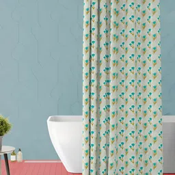 ArtzFolio Green & Blue Floral Printed Waterproof Shower Curtain-image-58
