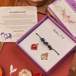 SALTY Set Of 4 Sodalite Growth Dhaga Rakhis With Greeting Card & Roli Chawal-49