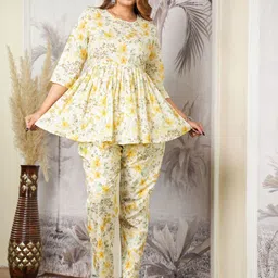 Mehsoos Floral Printed Pure Cotton Top With Trousers Co-Ords-picture-6
