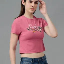 GO DEVIL Women Printed Extended Sleeves Pockets T-shirt image 3