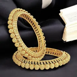 FEMMIBELLA Set Of 2 Gold-Plated Filigree Ball Design Kada Bangles-67
