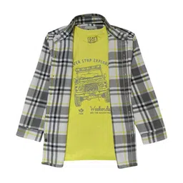 Gini and Jony Boys Comfort Fit Tartan Checked Spread Collar Cotton Casual Shirt-image-61