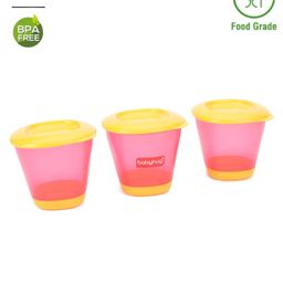 Babyhug 150 ml Weaning Pots Set of 3 - Pink Yellow-16