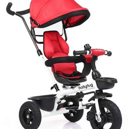 Babyhug Hermes Tricycle with Detachable Backrest & Canopy - White Red-17