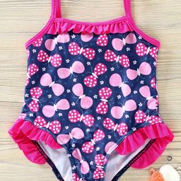 Babyhug V Cut Singlet Swimsuit Butterfly Print - Navy Blue-image-4