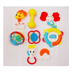 YAMAMA Baby Rattle Teether Toy Set Pack Of 8 - Multicolor-2