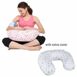 Nene Multifunction Nursing Pillow with Additional Pillow Cover Leaves Print - Green Pink-image-82