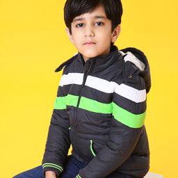 Babyhug Full Sleeves Jacket With Hood - Blue-image-19