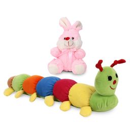 Playtoons Caterpillar Small  Multi Color - 58 cm & Play Toons Bunny Soft Toy (Color May Vary) - Height 15 cm-27