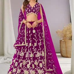 F Plus Fashion Net Semi-Stitched Lehenga Choli-image-92
