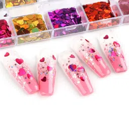 Huda Girl 12 Pcs Heart Shape Nail Art Nail Glitter-image-47