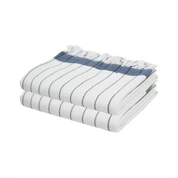 The Bath Community White & Blue 2 Pieces Striped Cotton 225 GSM Bath Towels-95
