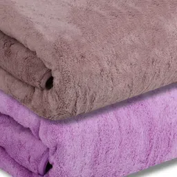 Fezora 2 Pieces Burgundy & Purple Microfiber 500 GSM Bath Towel-24