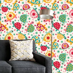 ArtzFolio Printed UV-Resistant Anti-Bacterial Turtle Cartoon Peel & Stick Wallpaper-image-58