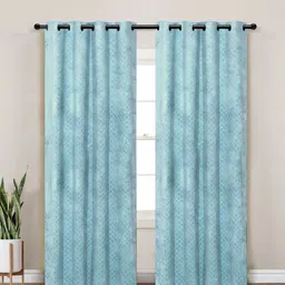 Myntra Elegant Homes Blue Set of 2 Ethnic Motifs Black Out Door Curtain-image-37
